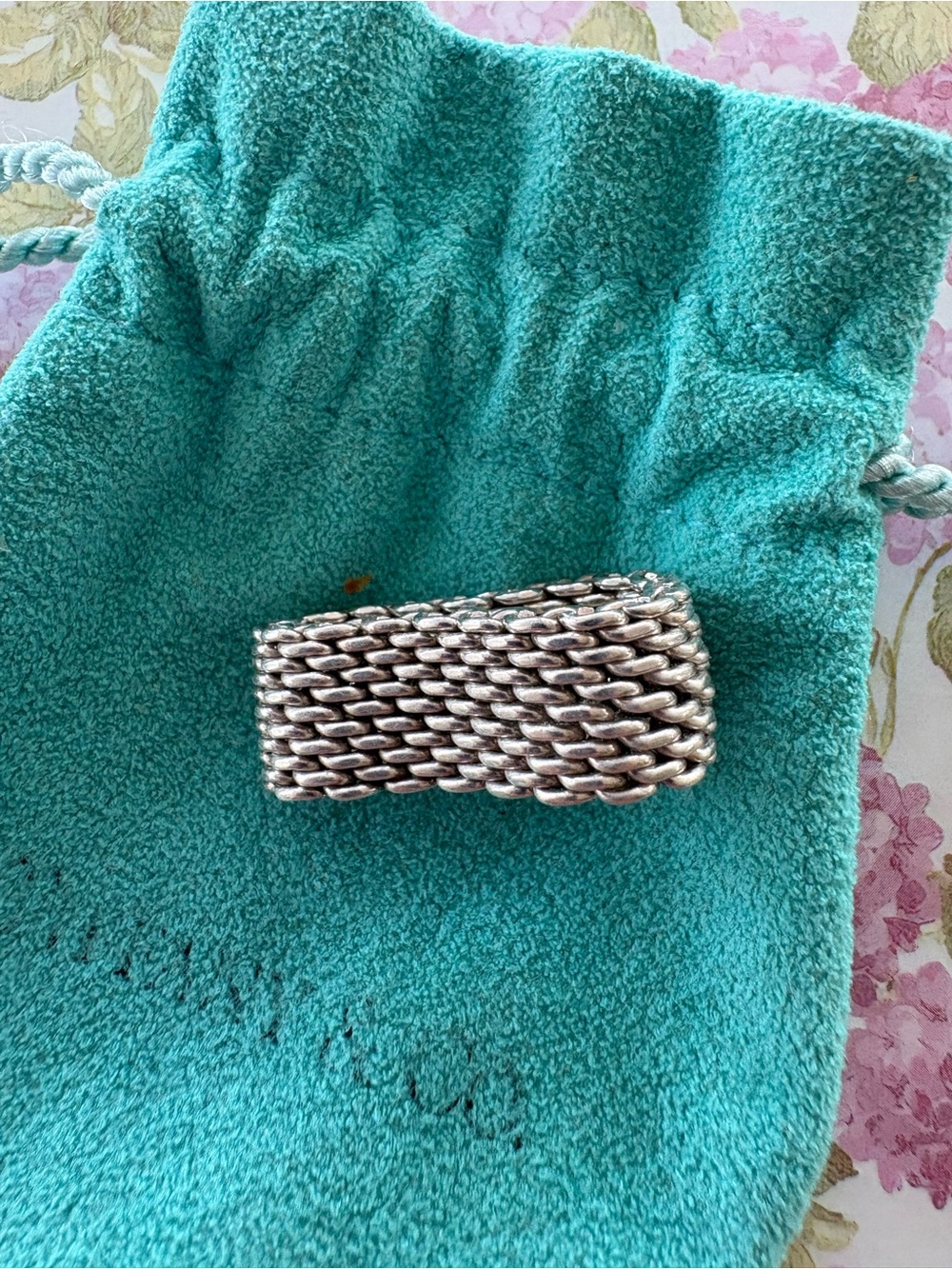 Tiffany & Co Sterling Silver Somerset Mesh Ring Size 7